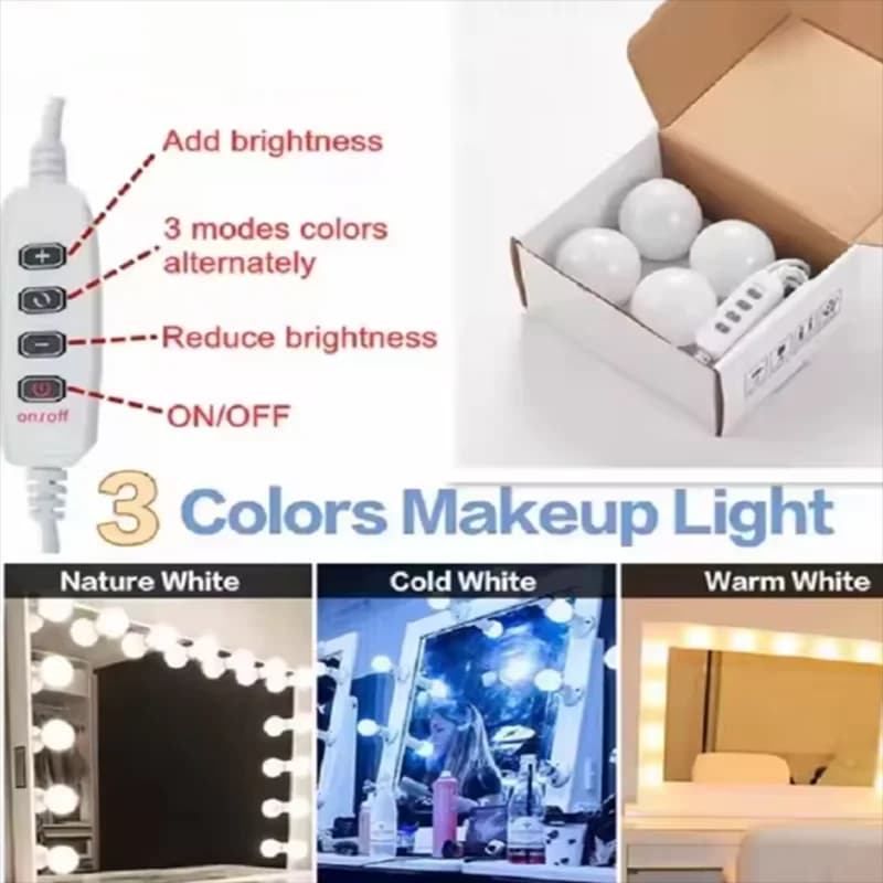 Makeup Mirror LED Lights 5V USB Make-up Light Bathroom Toiletry Lamp Dimmable LED Toiletry Lamp For Mirror Light