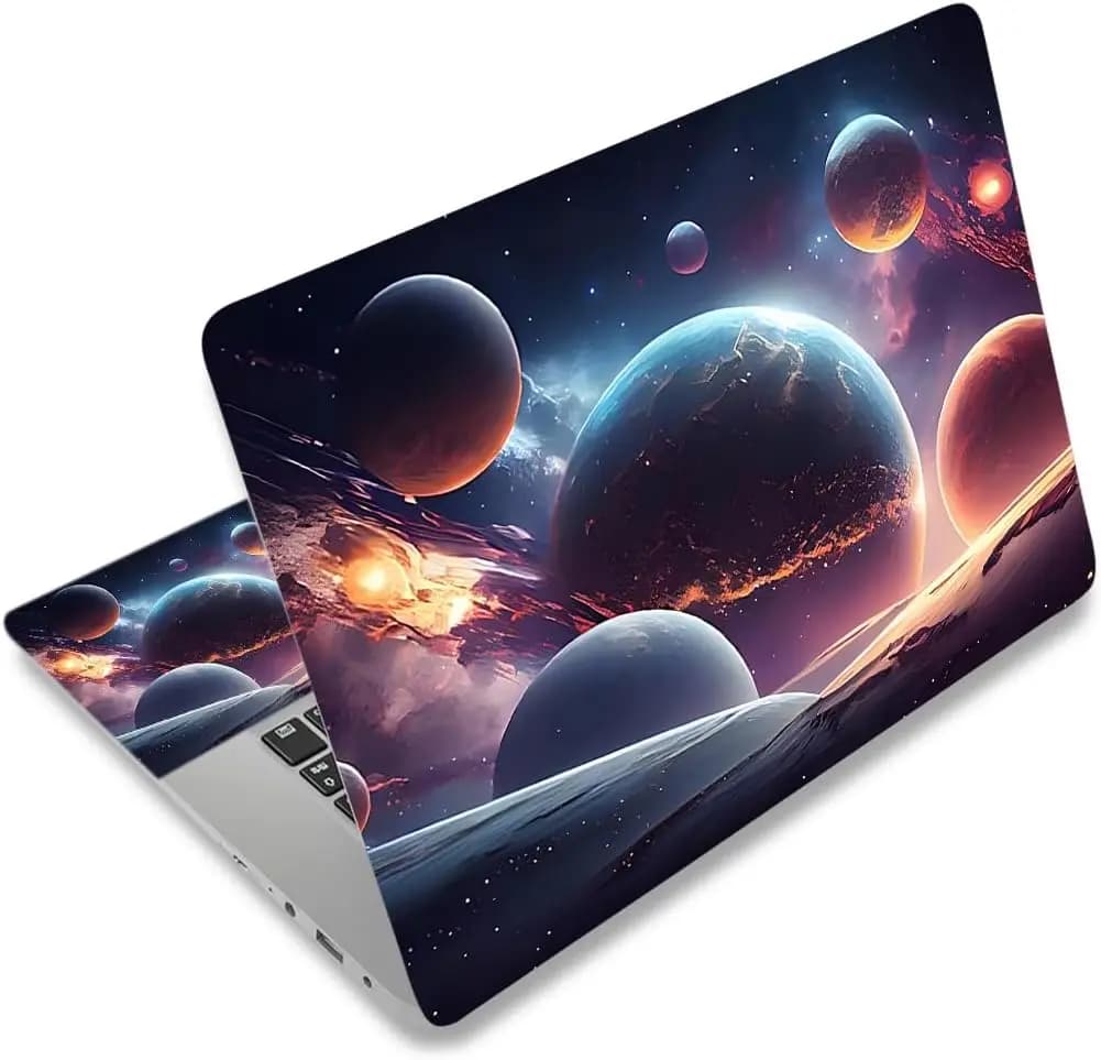 Adesivo per laptop Cosmic Planets, 12-15,6 pollici, rimovibile, 2 poggiapolsi inclusi