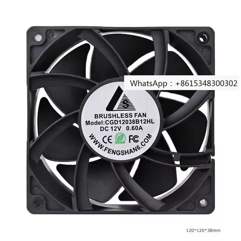 Ventola FG da 120 mm Ventola di scarico industriale 120x120x38mm Materiale PBT 12038 Ventola di raffreddamento assiale CC impermeabile IP68 12v 0,53A