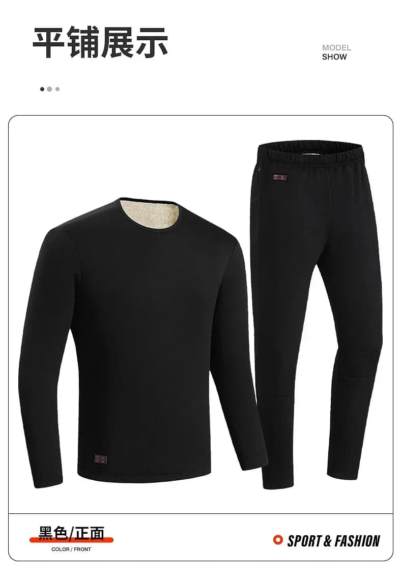 Giacca invernale da uomo riscaldata termica Intimo Tuta da ciclismo da donna USB Riscaldamento elettrico Abbigliamento in pile termico Mutande lunghe