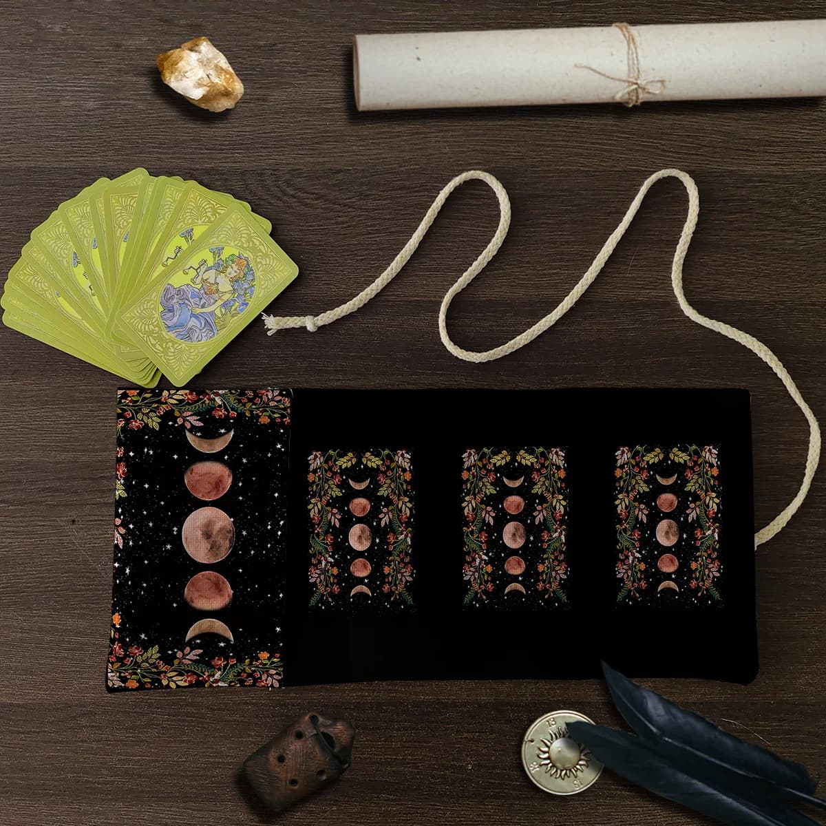 Nuova borsa portaoggetti per lettura di carte dei tarocchi Tarocchi Mistero Decorazione portatile Festival Borsa regalo per feste Collezione stampata Borsa in stoffa 38 cm