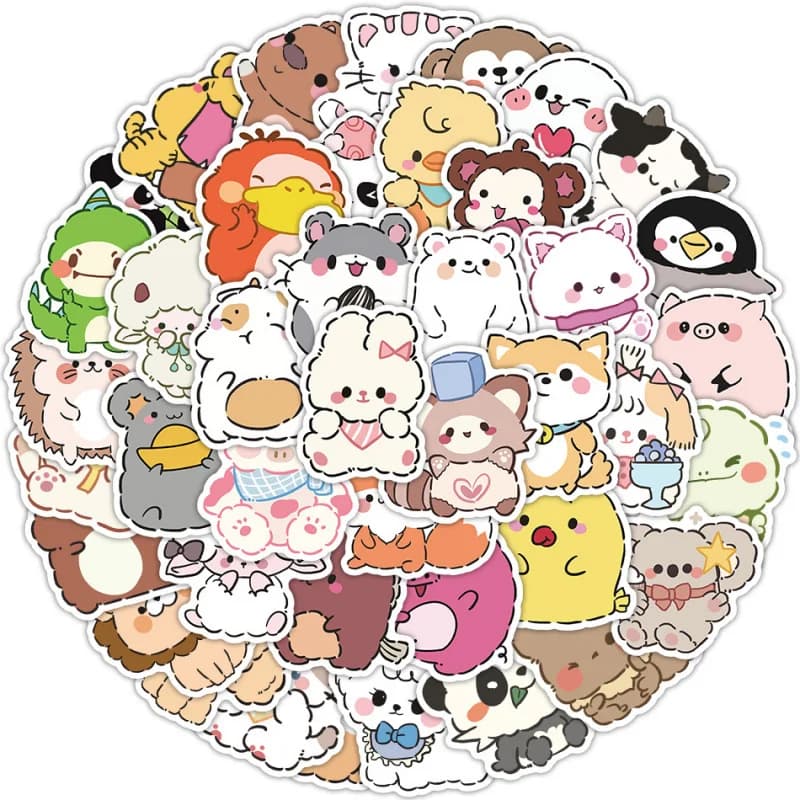 60 pezzi di simpatici animali adesivi piccoli cartoni animati freschi per notebook frigorifero tazza d'acqua tendenza chitarra decalcomania
