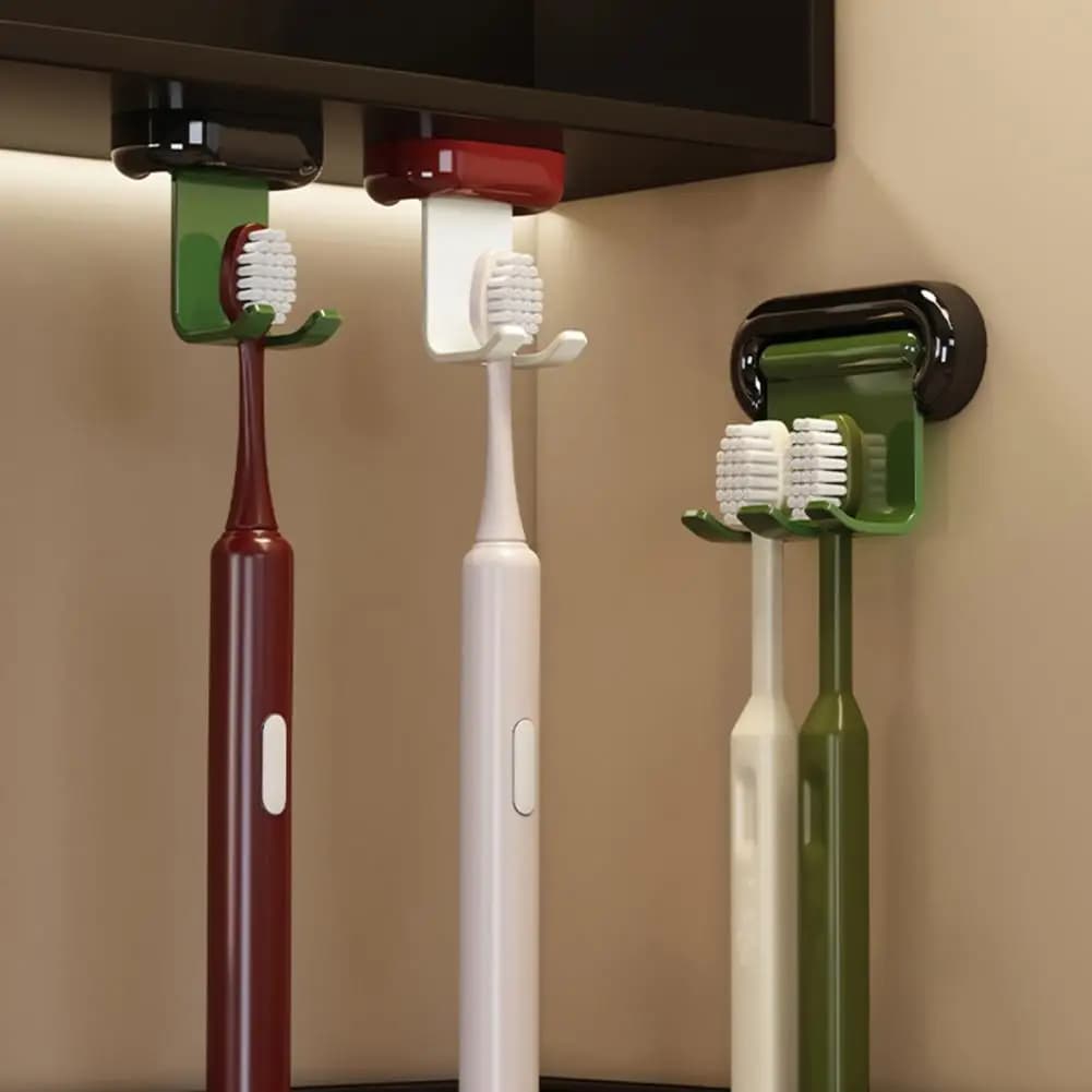 Portaspazzolino da parete, portaoggetti ad asciugatura rapida, compatibile con spazzolini elettrici e manuali, senza foratura, organizer per bagno