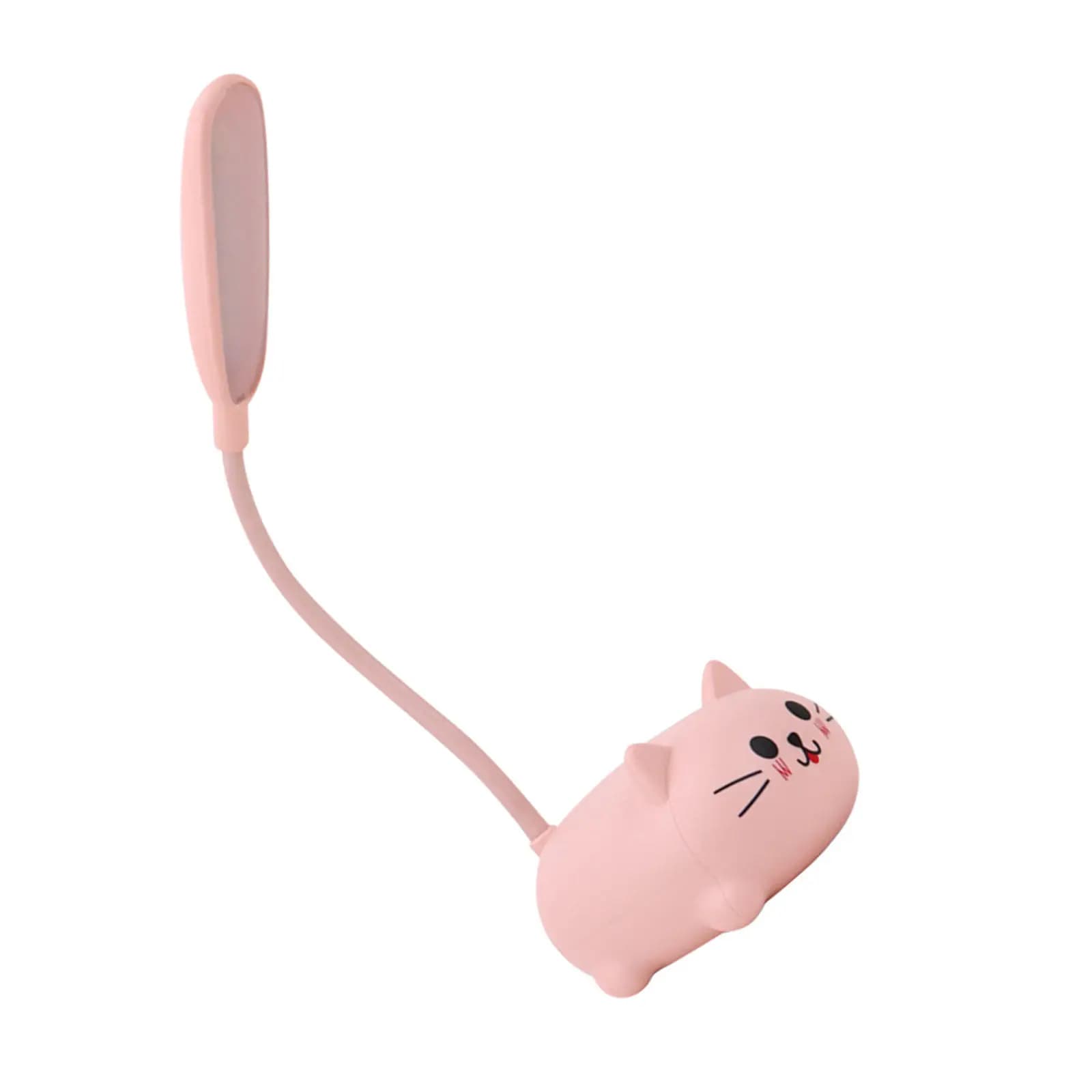 Lampada da Scrivania a Forma di Gattino Rosa, Luce Notturna Carina a Cartone Animato, Lampada Ricaricabile USB per Camera da Letto, Asilo Nido, Studio e Decorazione