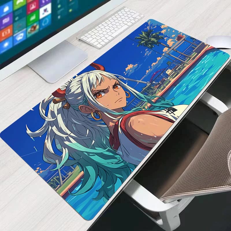 Tappetino per Mouse One Piece Yamato, per Ufficio, Laptop, Gamer, Tastiera, con Bordo Bloccato, Tappetino da Scrivania per Computer, Ideale come Regalo