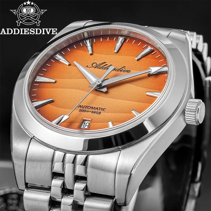 ADDIESDIVE men's automatic watches with Desert dial, waterproof up to 200 m, underwater watch with sapphire crystal, super bright, new 2026