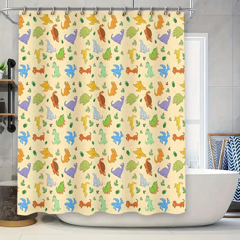 Simpatico dinosauro tenda da doccia impermeabile arredamento per la fattoria set da bagno foglie tropicali modello giungla decorazioni per la casa tessuto lavabile