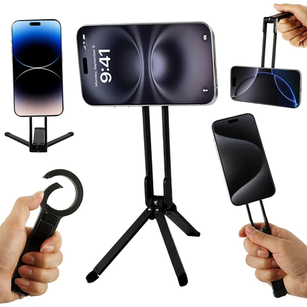 Supporto per telefono pieghevole montato su moschettone Treppiede ad ad adsorbimento magnetico Supporto per selfie portatile con staffa per telefono esterno portatile