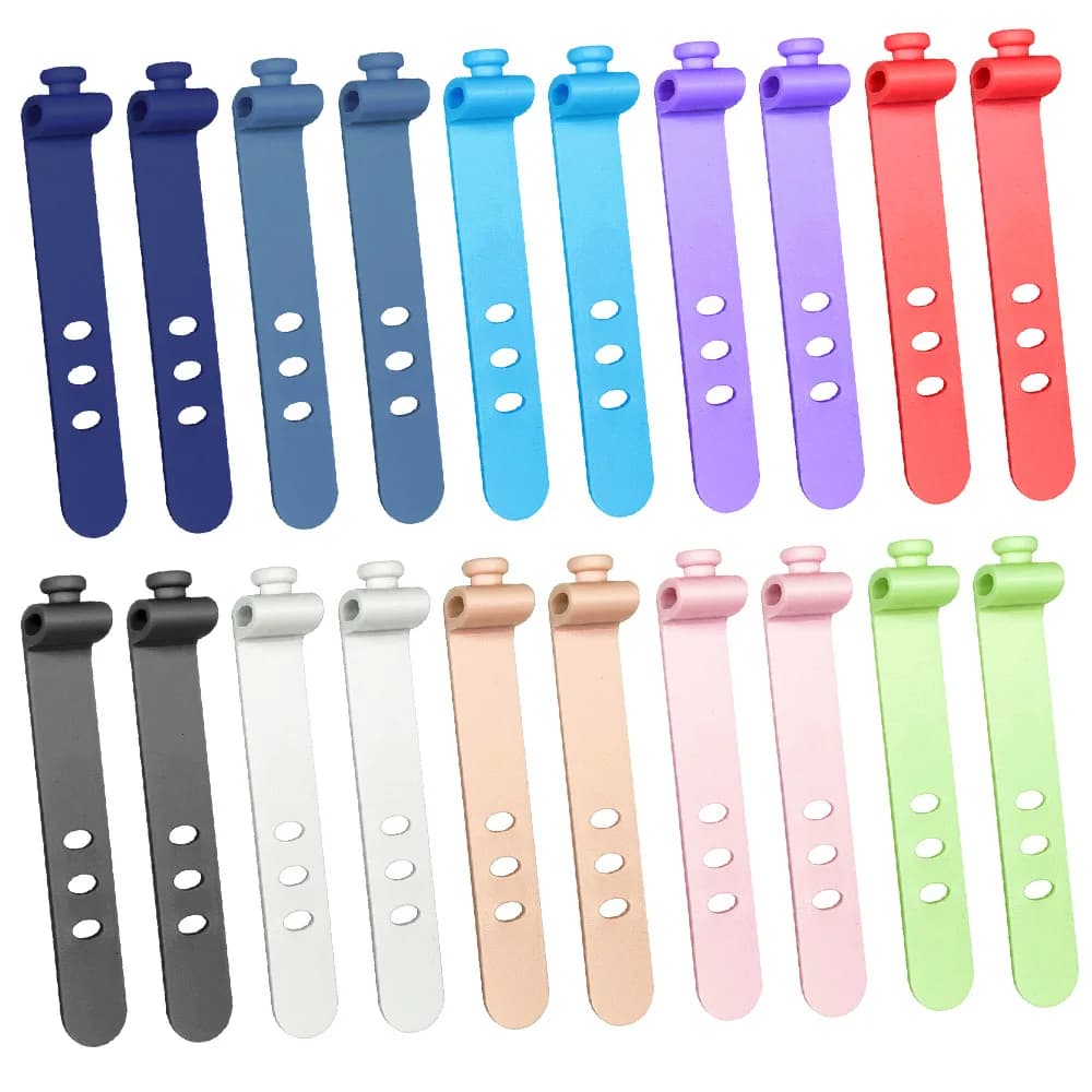 Fascette per cavi in silicone a 3 fori da 2,87" per la gestione dei cavi Organizzatore per cavi regolabile riutilizzabile - Fascette per cavi dati/caricabatterie senza grovigli