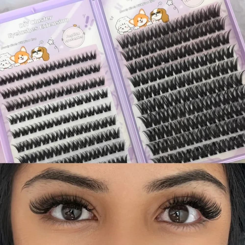 Ciglia Finte a 10/20/32 File, Curvatura D, Densi, per Innesto, Lunghezza Mista 12-16MM, Spesse, per Trucco Naturale