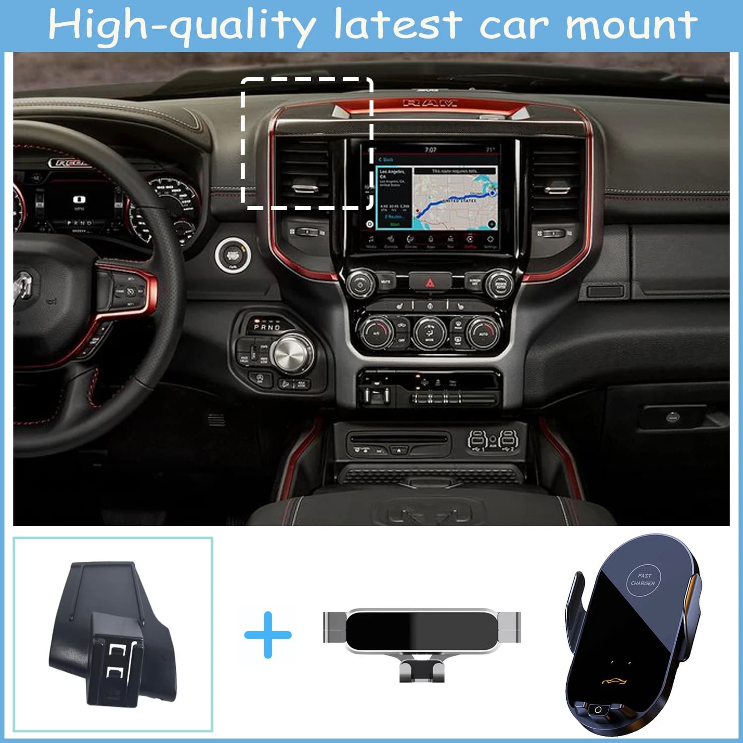 For Ram 1500 2019-2024 Car Phone Mount Automatic Locking Universal Air Vent Cell Phone Holder Cars Accessories