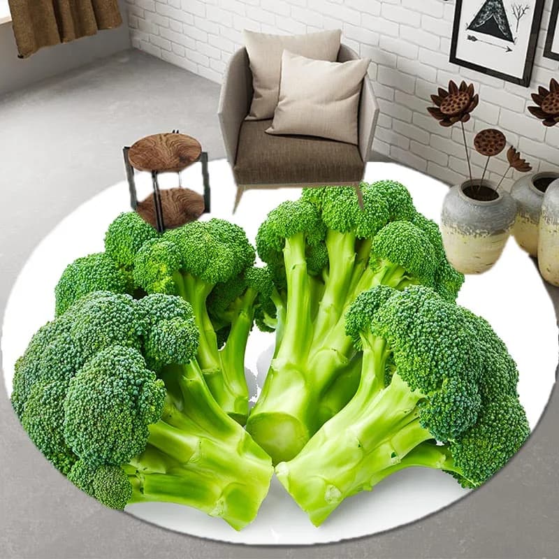 Verdura Frutta Broccoli Tappeti rotondi 3D Tappetini Tappetino da bagno Decorazione della casa Tappeti da cucina Tappeto da soggiorno Tappeti antiscivolo