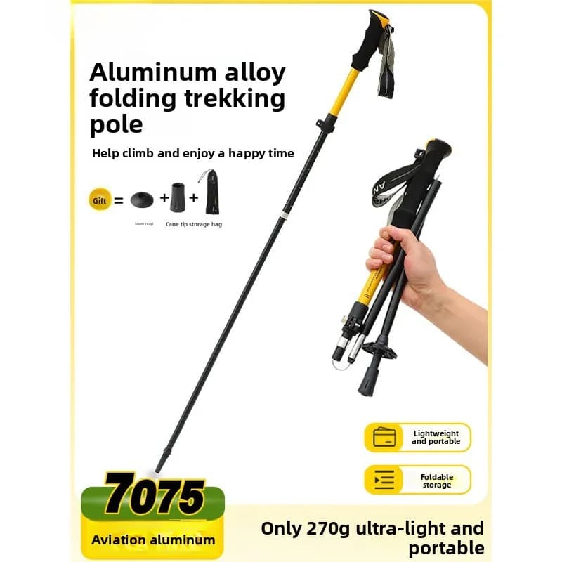 Folding Carbon Fiber Aluminum Alloy Folding Telescopic Stick Trekking Stick Ultralight