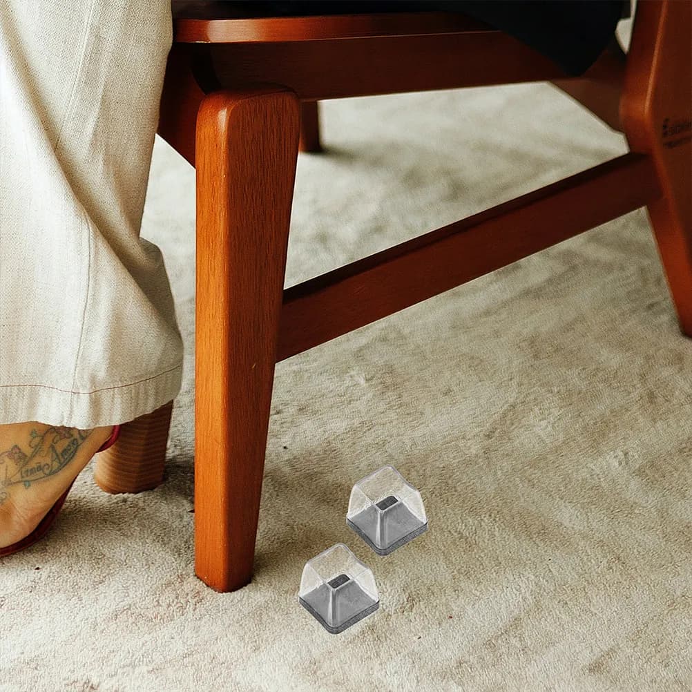 4Pcs Silicone Furniture Leg Caps Table Chair Floor Protectors Reusable Non-Scratch Pads for Hardwood Tile Desks Benches Stools