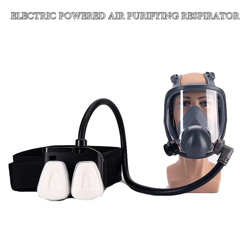 Electric Powered Air Purifying Chemical Breather 6800 Full Face Dust Gas Mask Double Filters Safety at Work for Industrial Spraying