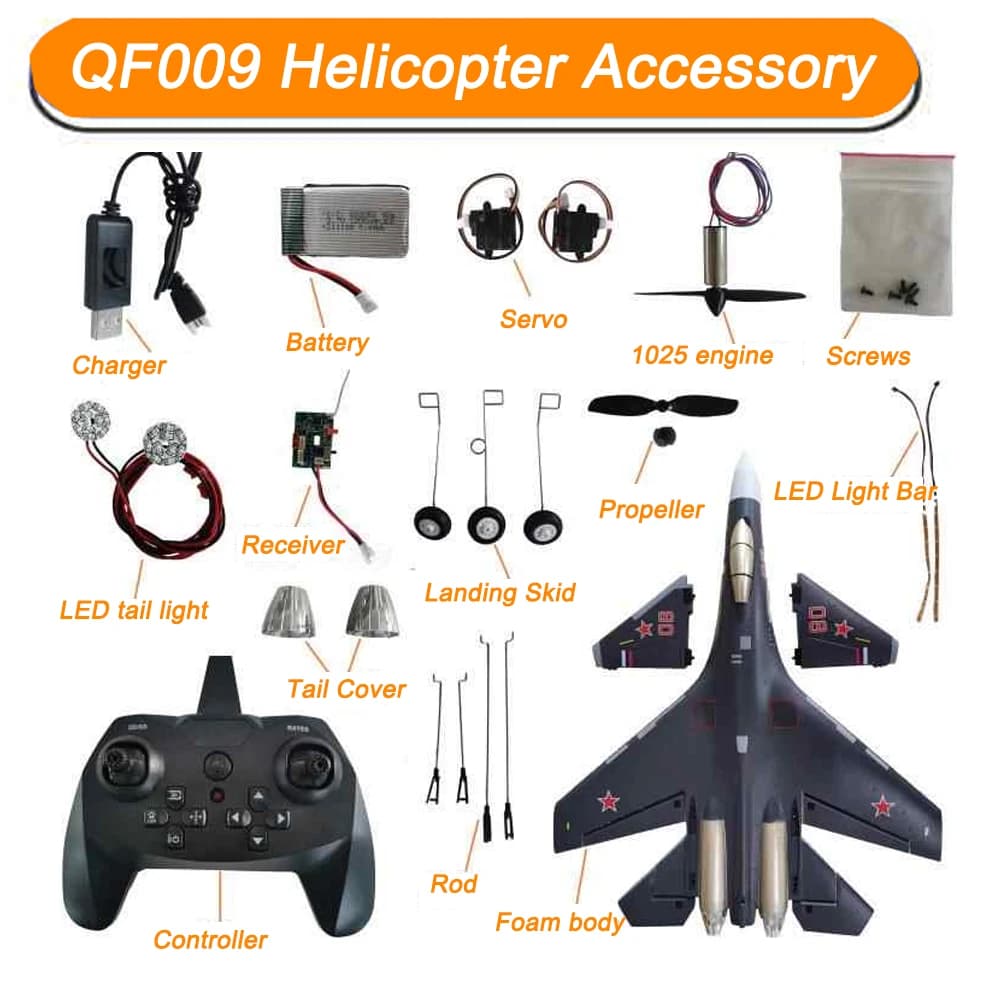 QF009 4CH RC Aircraft Helicopter Spare Part Receiver / Motor Engine / USB Charger / Motor Base / Propeller / LED light etc.