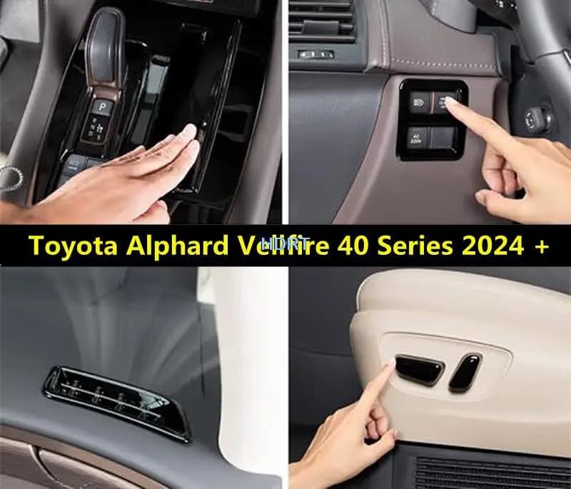 Car Styling Gear Window Control Panel Outlet volante per Toyota Alphard Vellfire 40 Series 2024 + interni neri lucidi