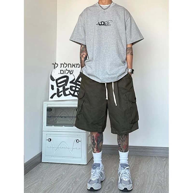 Military Green Workwear Shorts Men's Summer over Knee American Outdoor Pocket Sports Casual Large Size Five Parts Pants