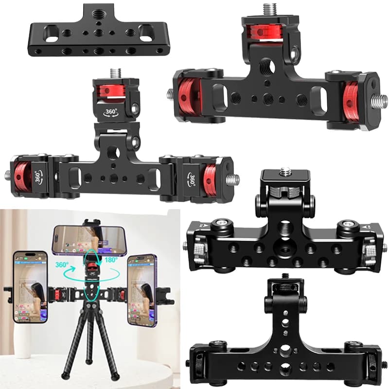 Supporto per telefono cellulare multifunzione Supporto per treppiede 1/4 Staffa a 3 posizioni per clip Video Live Selfie Stick Smartphone Fotocamera Monopiede
