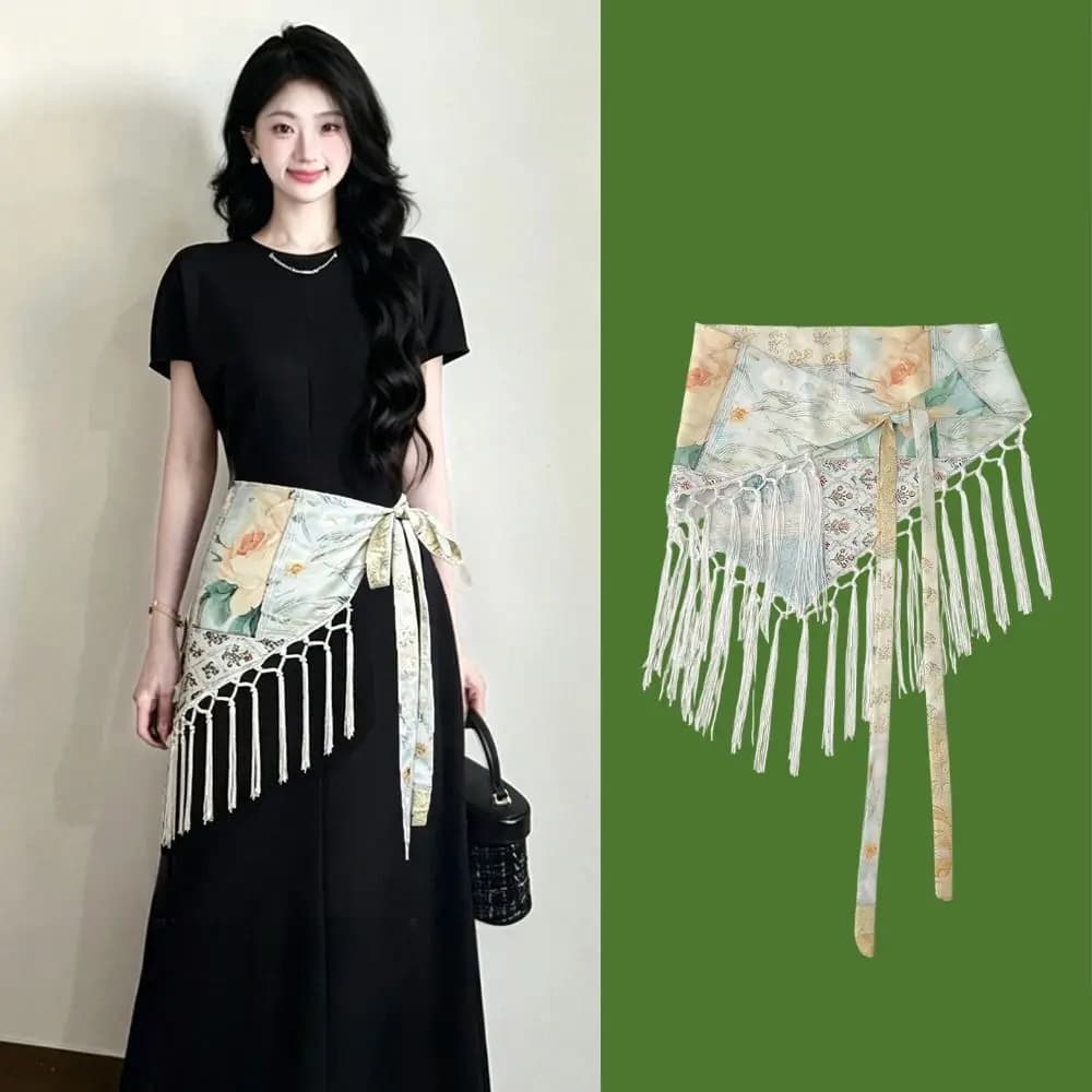 Fashion Tassels Fringe Waist Belt Embroidery Exquisite Dance Hip Scarf Ethnic Retro Triangle Waistband Dress Jeans Decor