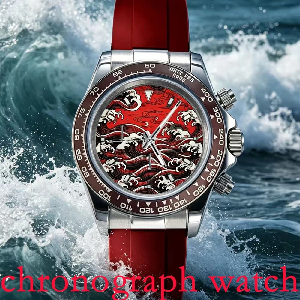 Luxury Creative waves VK63 watch 39.3mm Men's Chronograph New Fish watch Men's VK63 watch Men's Chronograph watch 10ATM