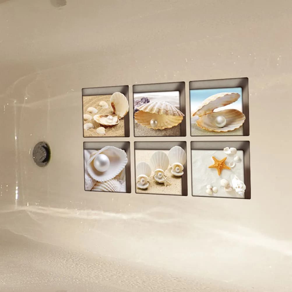 6 Pezzi Adesivi Antiscivolo per Vasca da Bagno, Decalcomanie 3D in PVC Impermeabili, Tappetini per Bagno, Sicurezza Bambini, Decorazioni per la Casa