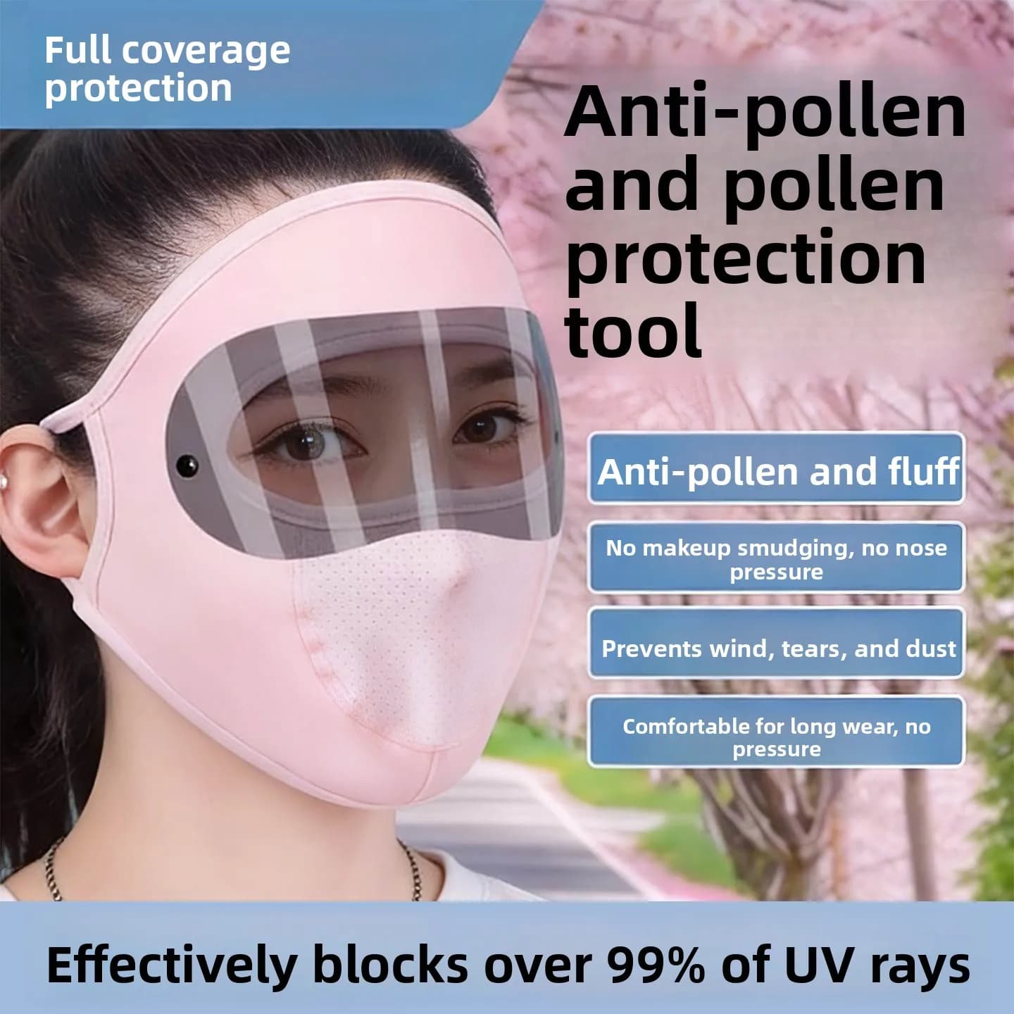 Maschera Protettiva per Allergie Protezione da Polline e Occhi Schermo Facciale Completo per Rinite Allergica Antivento e Protezione Solare per la Stagione Primaverile