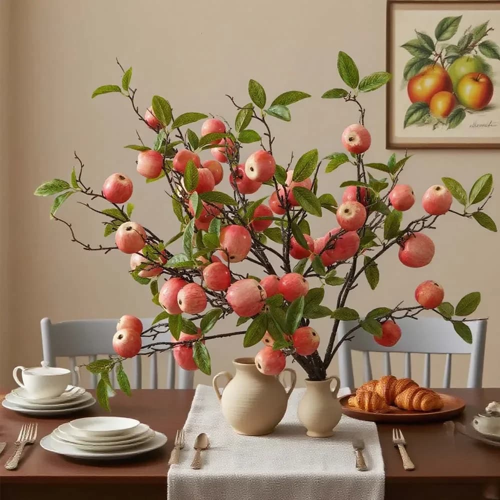 Bouquet di Fiori Artificiali a Forma di Mela per Decorazione Casa, Soggiorno, Tavolo, Matrimonio, Fiori Finti