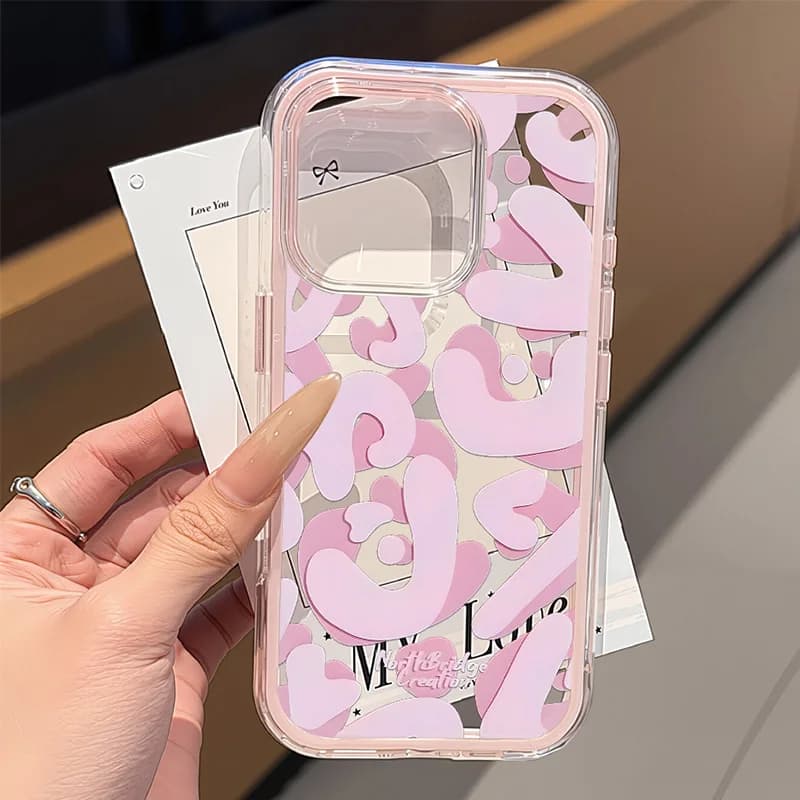 Transparent Phone Case for iPhone 16 Pro Case Fonda iPhone 15 13 17 11 12 14 Pro Max 17 Air Soft Pink Letters Graffiti Back Cover