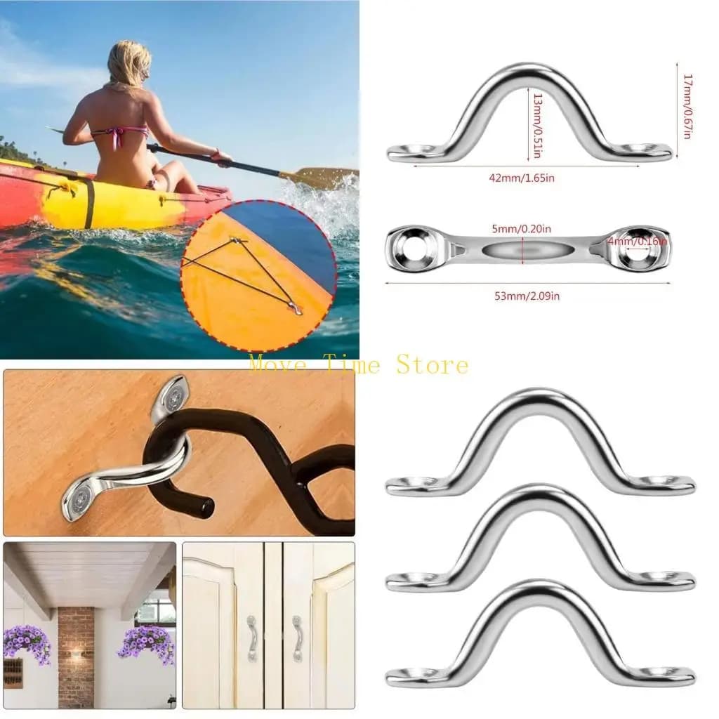 92ME 16Pcs Stainless Steels Boat Top Pad Eye Deck Loop Strap Tie Down Anchors Point Hardware for Kayak Canoes Rigging Durable