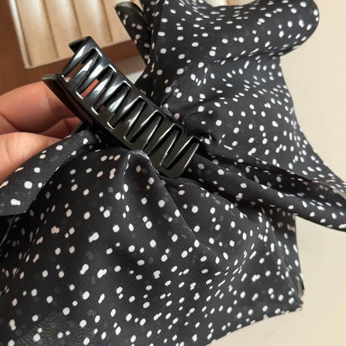 Black Polka Dot Bowknot Ponytail Clip Hair Accessories For Women Girls