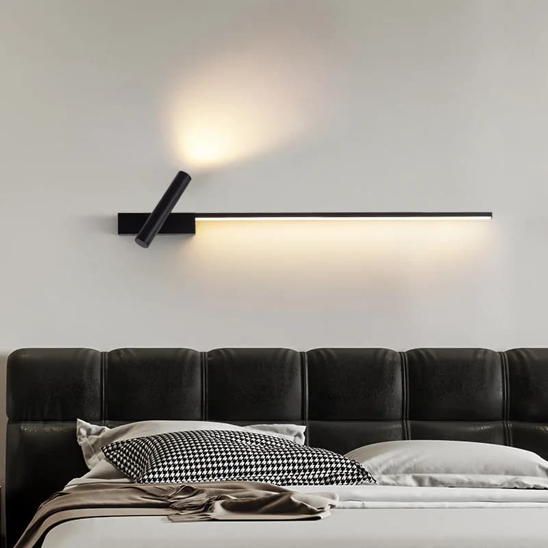 Lampade da Parete a LED a Striscia Lunga con Faretto Orientabile, Lampada da Lettura Cablata, Applique LED per Sfondo TV, Corridoio, Comodino