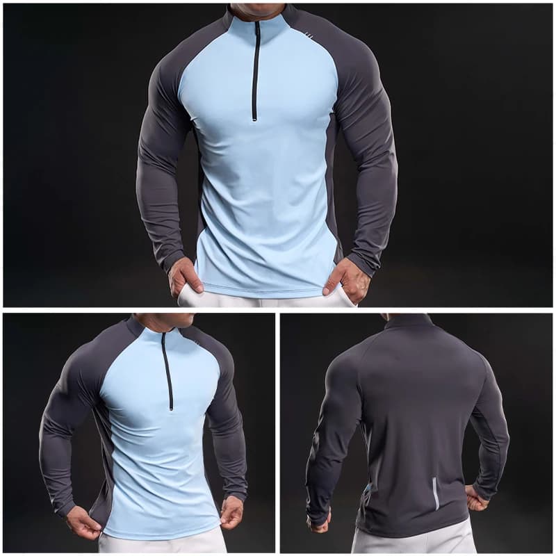 Maglia da ciclismo aderente, elastica, comoda, da uomo, per corsa, abbigliamento sportivo, semplice, tinta unita, versatile, da uomo, per sport all'aria aperta, fitness