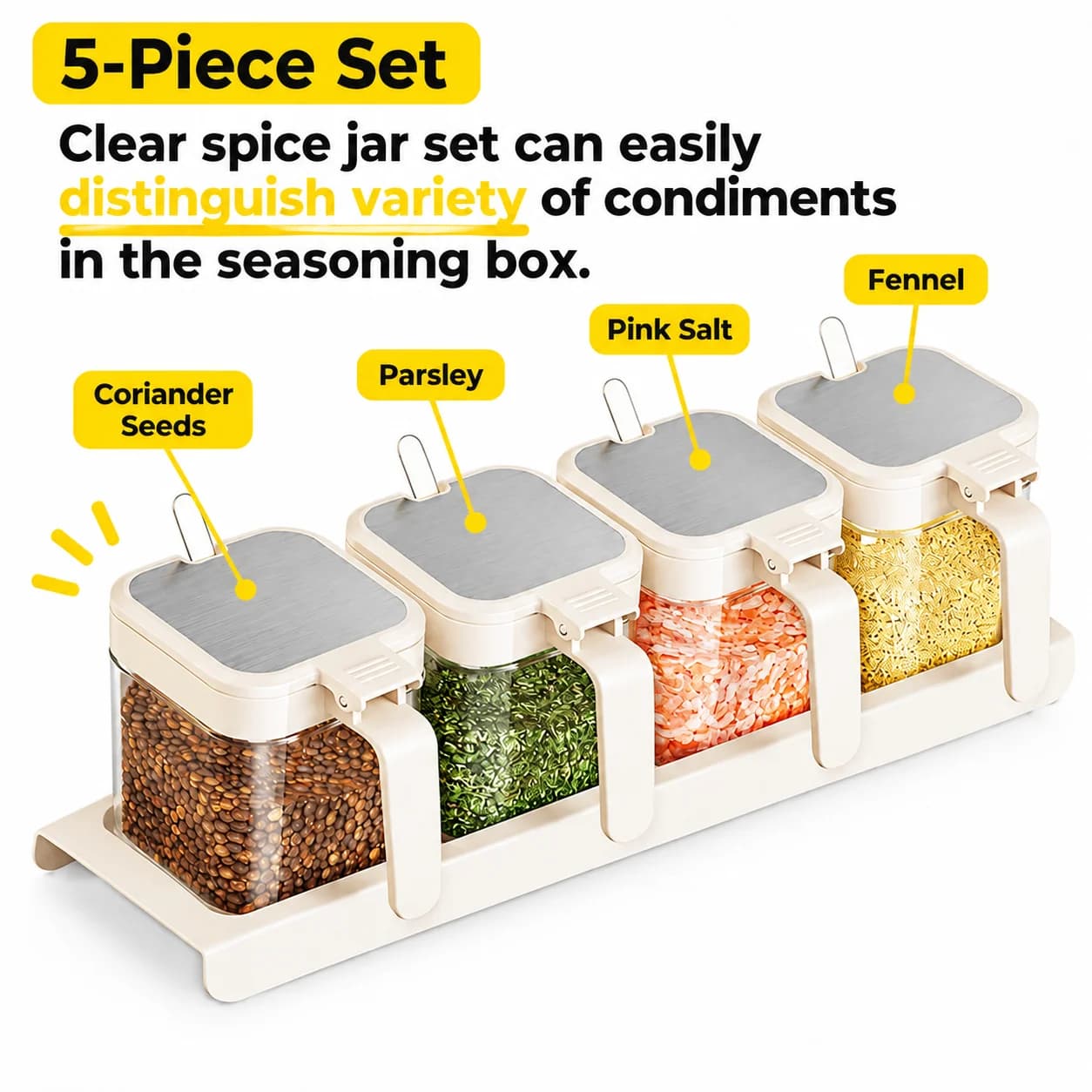 Sealed Glass Seasoning Jar Moisture Proof Leak-proof Sugar Salt Sugar Bowl Container Set for Counter Organizer Bottle Kitchen