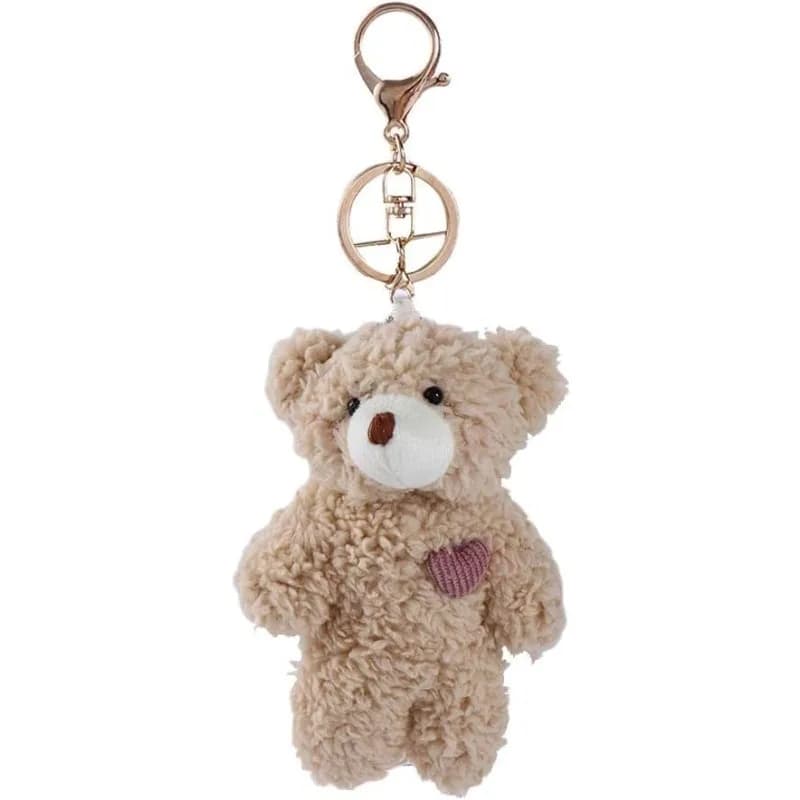 Portachiavi con Orsetto di Peluche da 12 cm, Morbido Giocattolo Imbottito, Ciondolo per Zaino, Regalo di Compleanno per Bambini