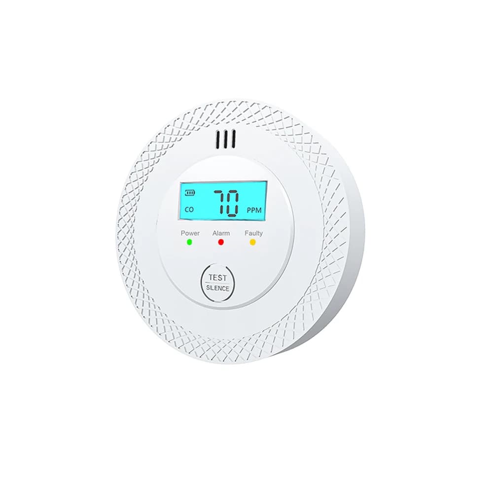 Rilevatore di monossido di carbonio Allarme CO digitale a batteria con display LCD retroilluminato e indicatori LED per deposito domestico