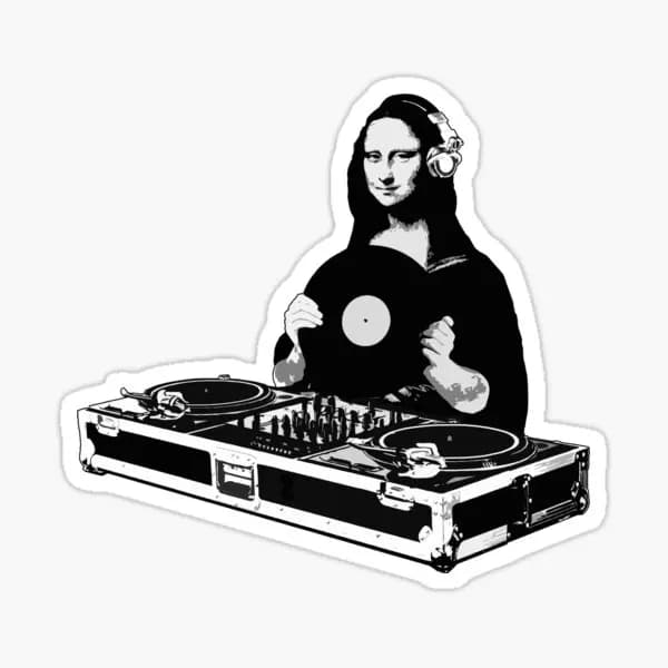 Dj Mona Lisa 5PCS Stickers for Home Decorations Stickers Wall Water Bottles Living Room Art Cute Cartoon Background Funny Room