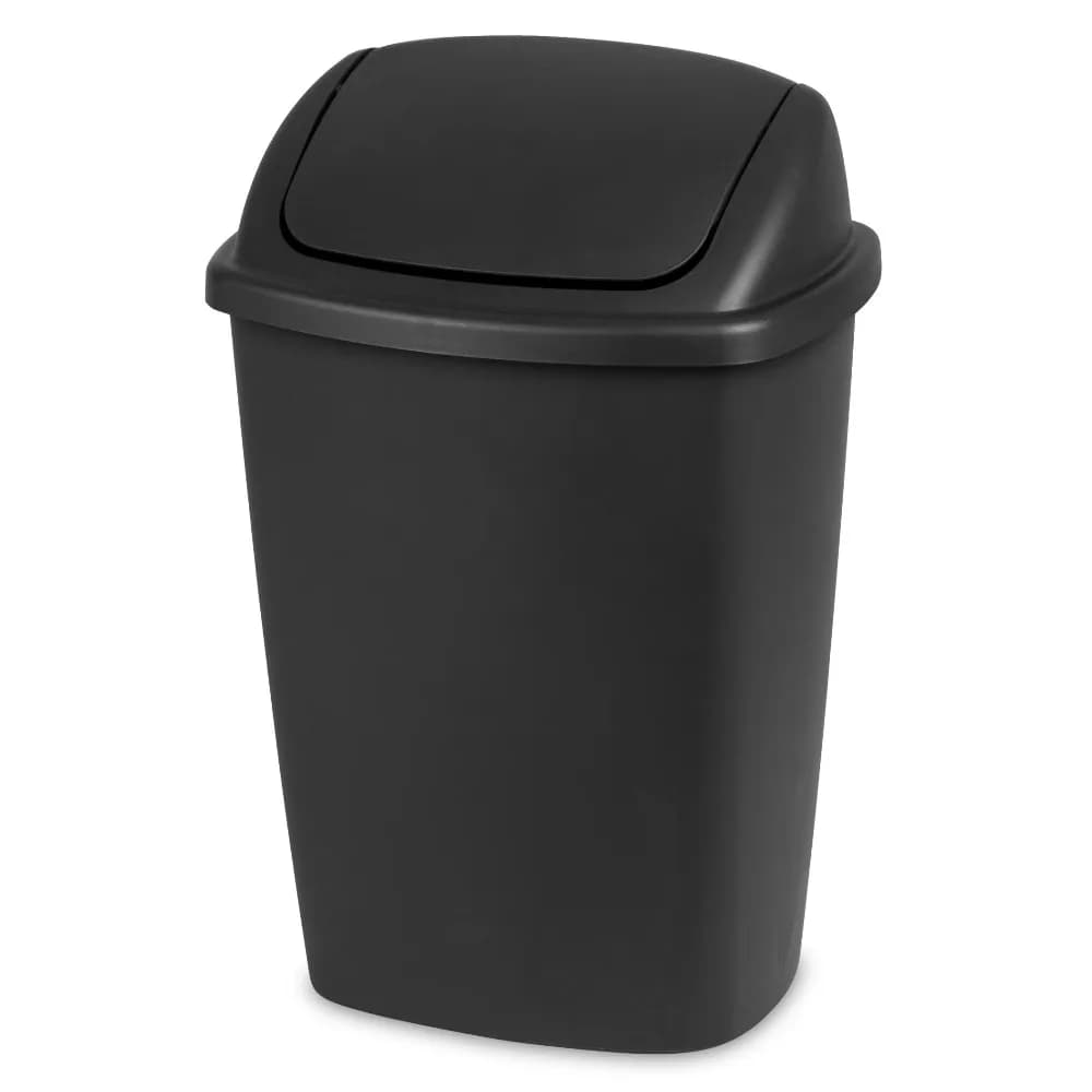 7.5 Gallon Kitchen Trash Can with Swing Lid Plastic Garbage Bin Waste Container Black