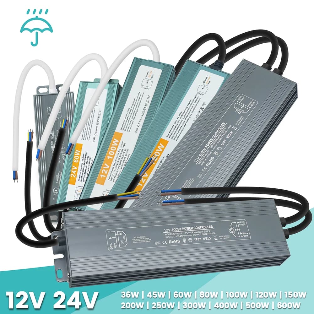 Alimentatore impermeabile IP67 AC 110V 240V 250V a DC 12V Driver LED per convertitore di alimentazione per telecamera CCTV con luce di striscia LED esterna