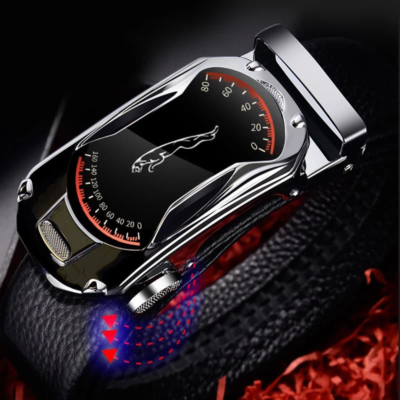 3.5cm Width Sport Car Belts Brand Automatic Fashion Buckle Men's genuine black leather men's belt in high quality waist
