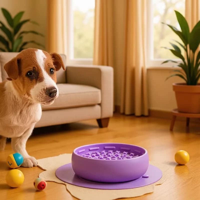 Dog feeding bowl Non-slip and anti-knock pet slow food bowl Cat licking bowl