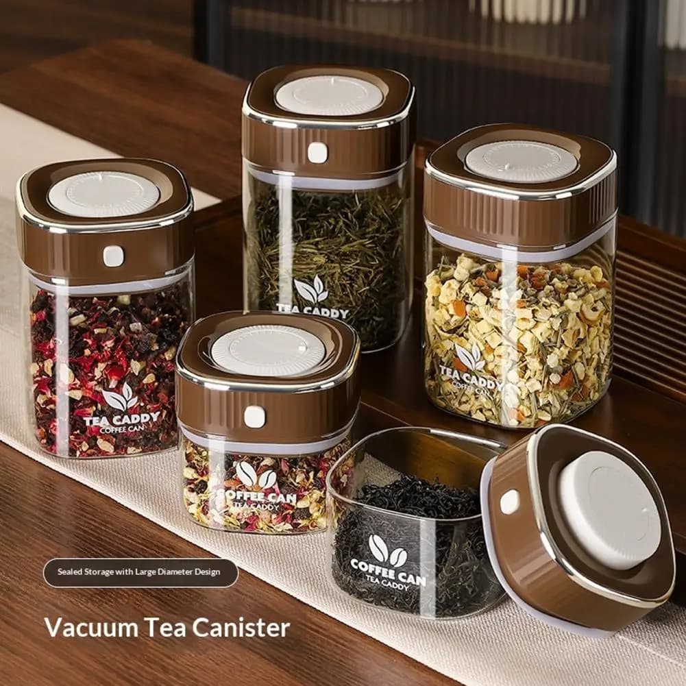 Stackable Storage Container Food Storage Jar Sealed Glass Jar with Airtight Lids Space-saving Vacuum Canister for Coffee Beans