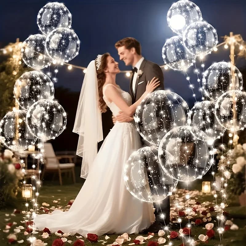 40 pezzi di decorazioni per matrimoni, 20 pezzi di palloncini Bobo e 20 pezzi di luci LED a forma di fata, palloncini trasparenti per regali di compleanno e feste luminose.
