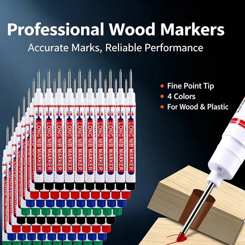 3/80/100Pcs 20mm Deep Hole Long Nib Markers, Waterproof Long Head Pens for Metal Bathroom, Woodworking Decor Construction Tools