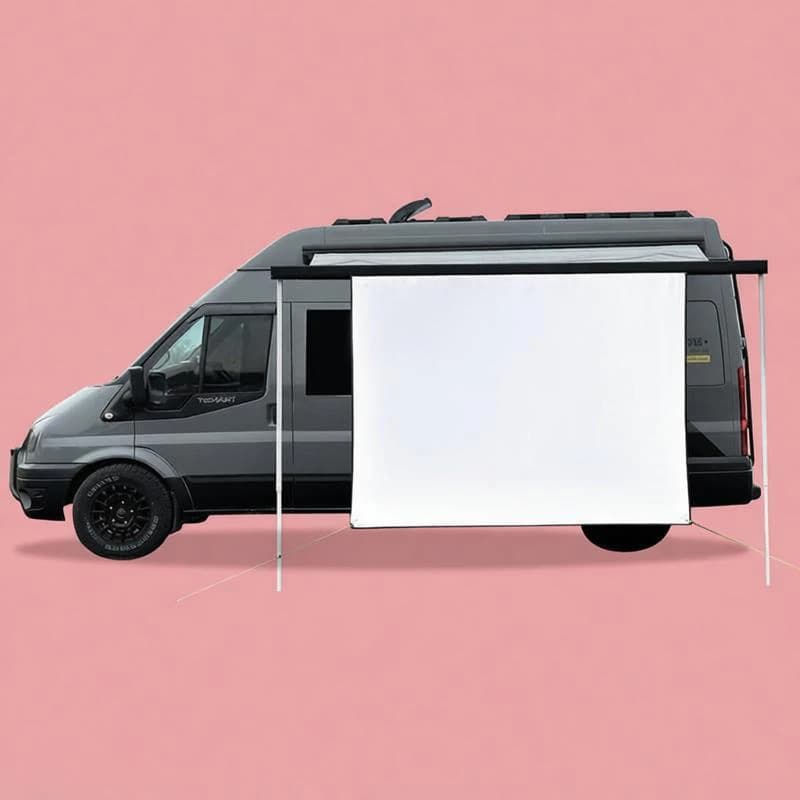 Kit Schermo per Proiettore da Camper con Canale a C e Bordo per Tenda da Sole Fiamma Dometic per Caravan e Camper, Grande Formato 2x1.5M