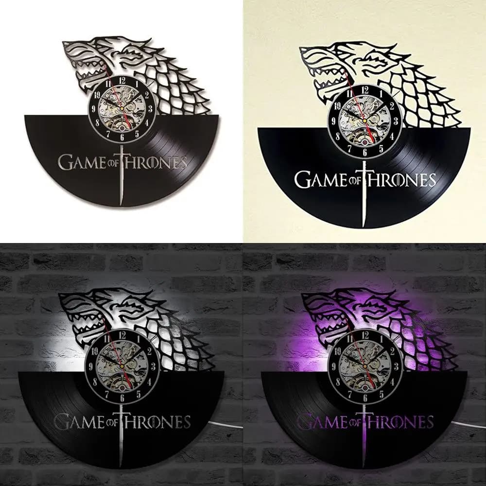 Wall clock with disc Vinyl record watch Wall clock Game of Thrones Birthday gift Home decorations