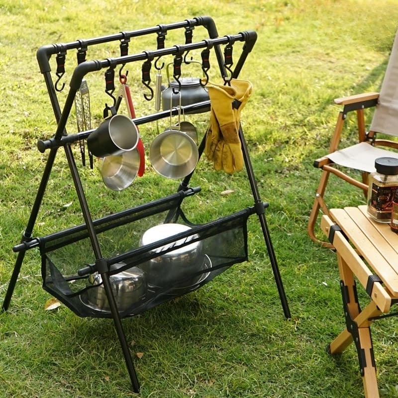 Outdoor Camping Folding Storage Rack Camping Road Trip in-vehicle Clothes Rack Dry Fishing Nets Drying Bracket Storage Rack