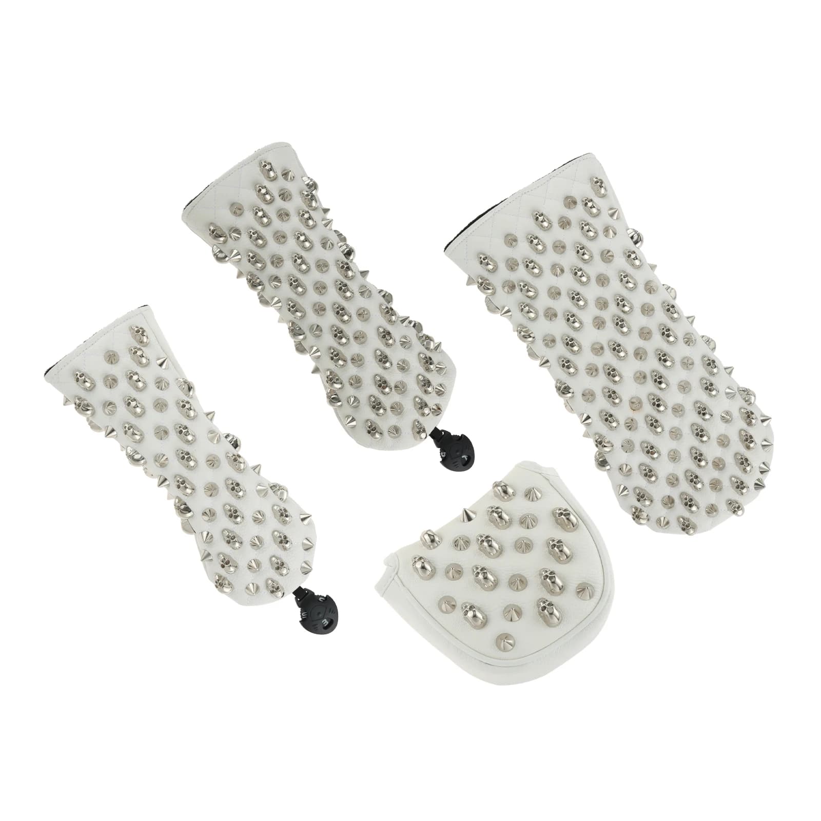 1PC Copritesta da golf bianco impermeabile Copritesta da golf in pelle PU Chiusura magnetica Coperture da golf con design rivetto in metallo universale