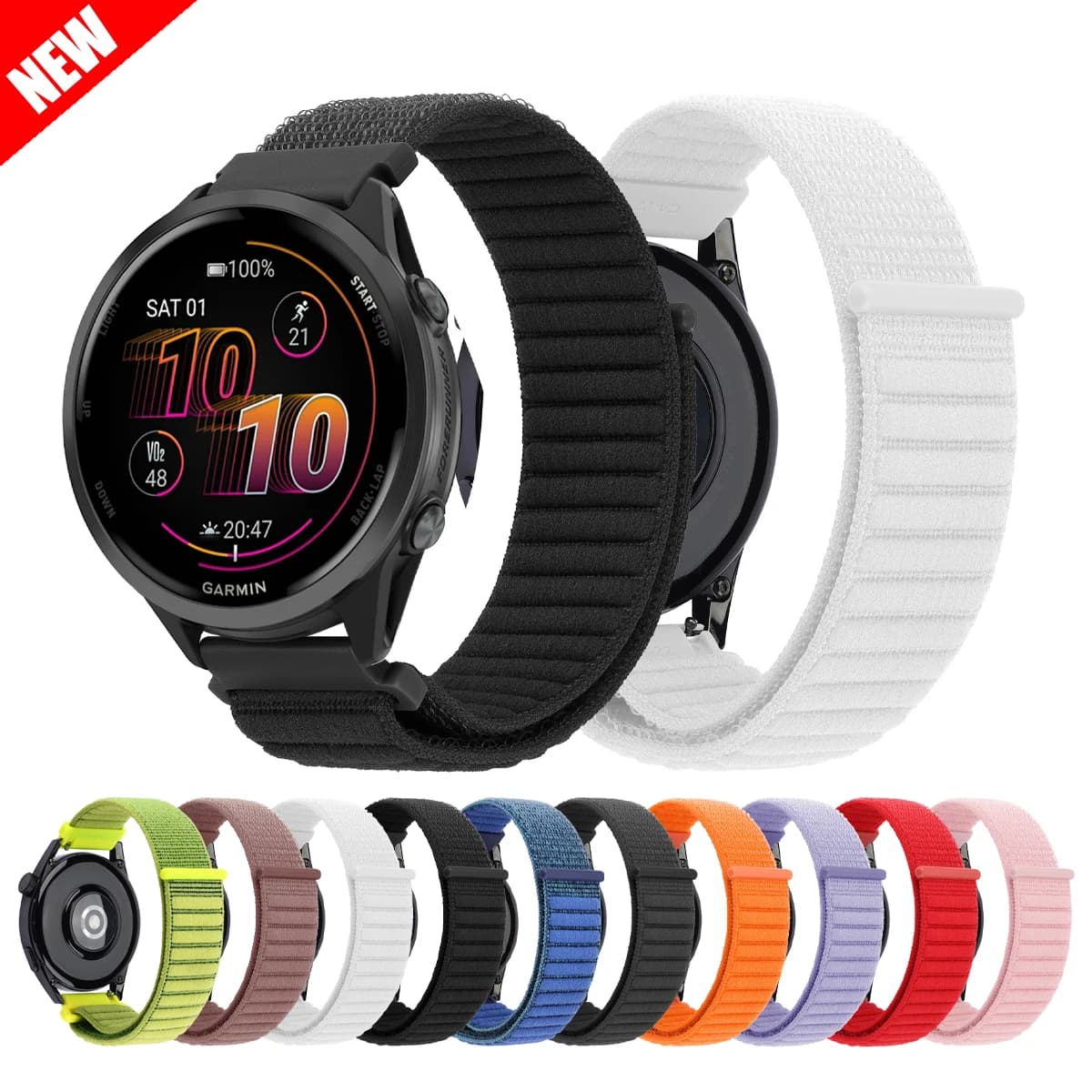 Cinturino in nylon intrecciato 22mm 20mm per Garmin Forerunner 570 165 265/Vivoactive 6 5 4/Active 5/Venu 3 2 Band per braccialetto HUAWEI GT5