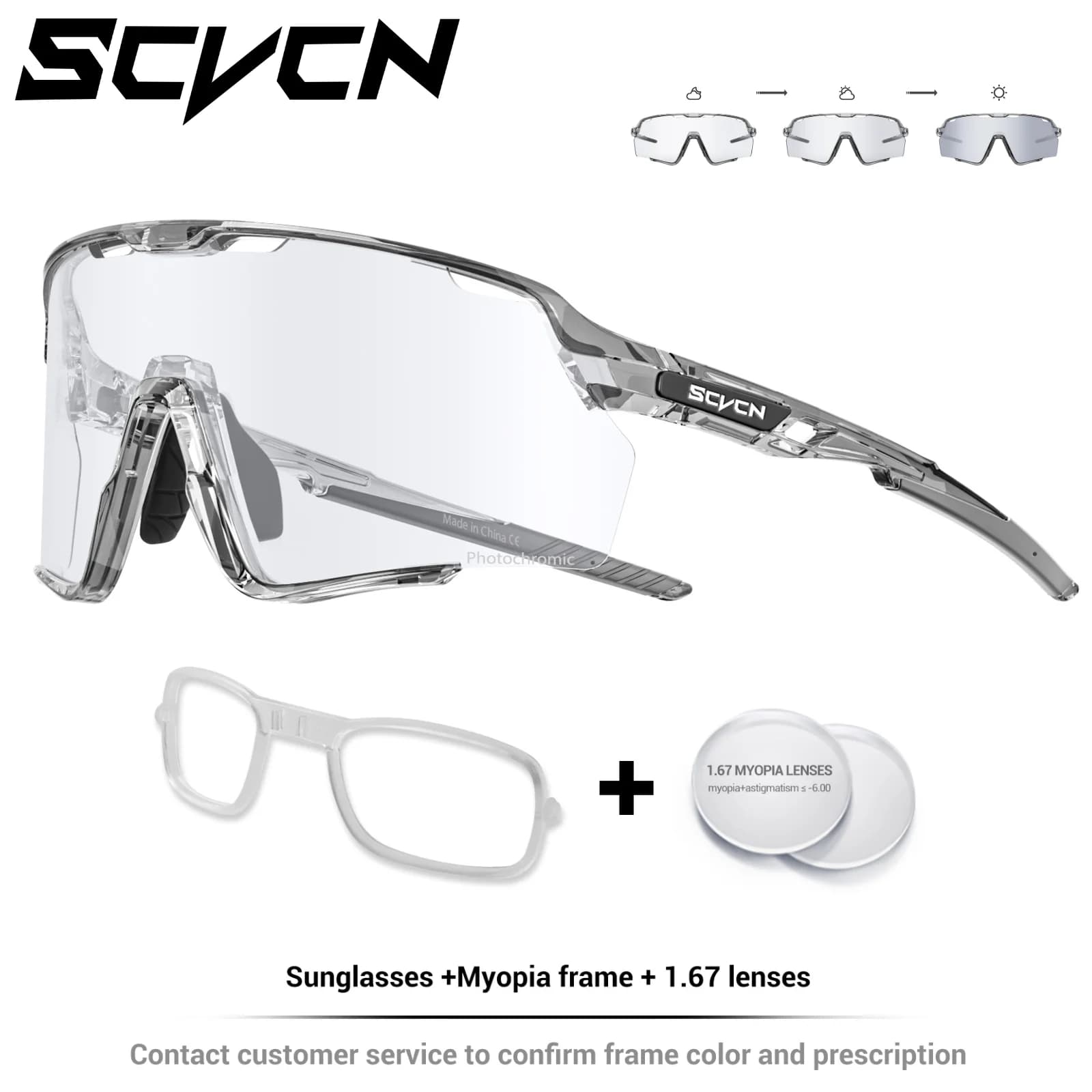SCVCN Occhiali da sole fotocromatici a colori UV400 Occhiali da ciclismo Uomo Donna Corsa Escursionismo MTB Occhiali sportivi da strada Occhiali rossi da esterno